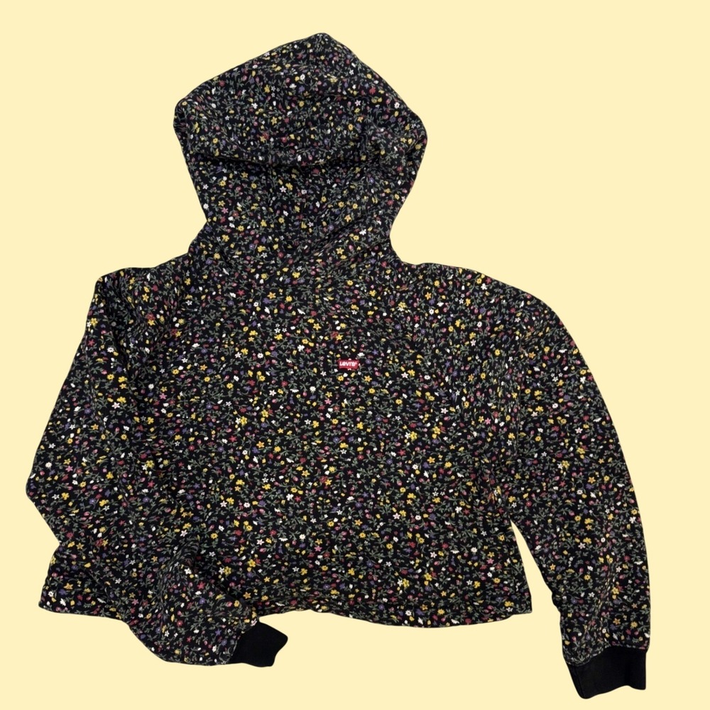 Vintage Levi's Cropped Floral Hoodie Sweater, 90s Levi Strauss | Cotton,Size M